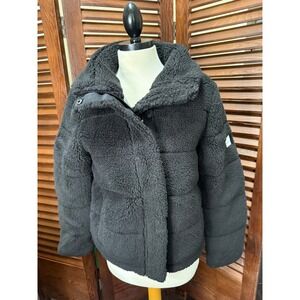 Calvin Klein Women's Black Sherpa Fleece Faux Fur Coat XS